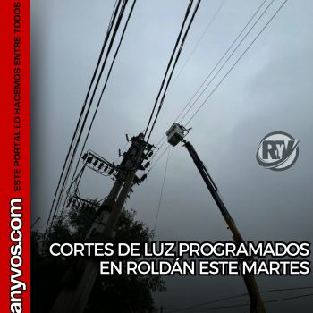 CORTES DE LUZ PROGRAMADOS EN ROLDÁN ESTE MARTES